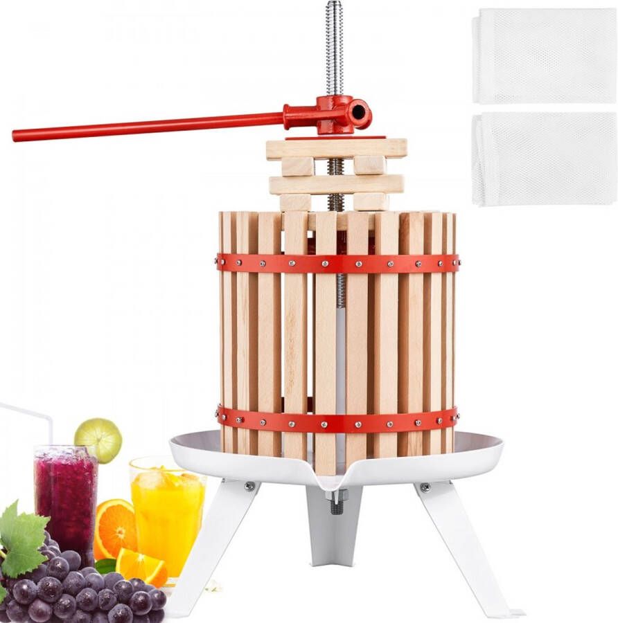 Dakta fruitpers juicer bessenpers 12 L fruitpers 25 x 25 cm Zelkova hout handmatige fruitpers appelpers wijnpers mash pers juicer fruitmolen met filterzakken