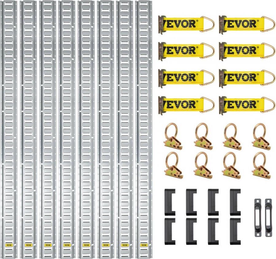 Dakta Spanbanden E-Track-ratelriemen 34 Pack1 52m Transportrail Ankerrail Zilver