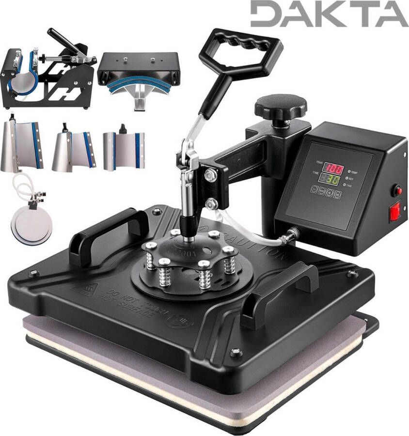 Dakta Transferpers 8-in-1 functies Hittepers Multifunctioneel Warmte pers Digitale LCD timer T-shirts bedrukken Mokken bedrukken