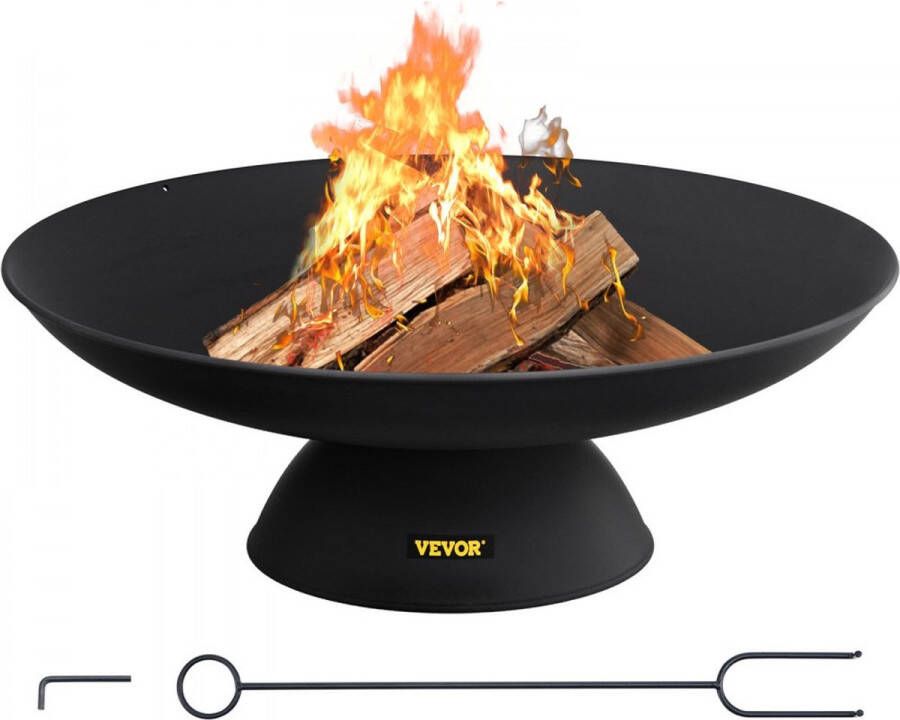 Dakta Vuurkorf Buiten 76 cm Diameter Vuurschaal Zwarte Outdoor Fire Bowl Gemaakt van Geschilderd Gietijzer met 2-in-1 Functionele Basis en Brandhoutstok Toegepast in Tuinen Parken Achtertuinen enz