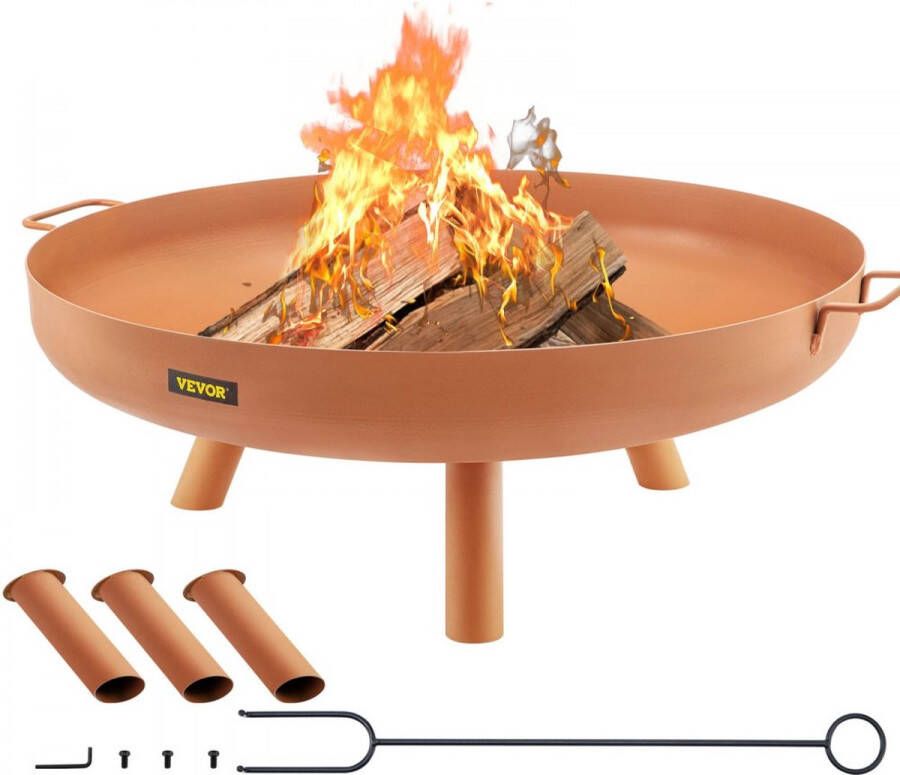 Dakta Vuurkorf Buiten 77 cm Diameter Vuurschaal Bruine Outdoor Fire Bowl Gemaakt van Geschilderd Koolstofstaal met 2-in-1 Functionele en Ondersteunende Been Toegepast in Tuinen Parken Achtertuinen enz