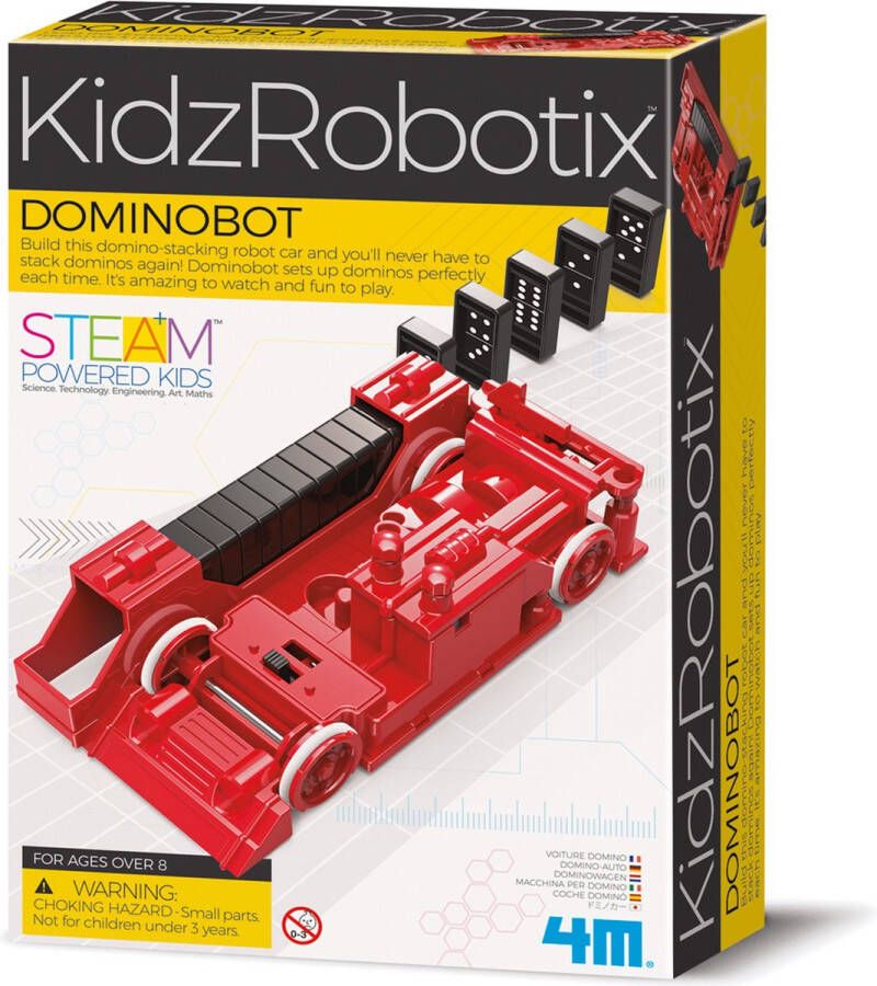 4M KIDZROBOTIX: DOMINOBOT 16-57cm met gedetailleerde instructies werkt op 2x1.5V AAA batterijen (niet inbegrepen) doos 8+
