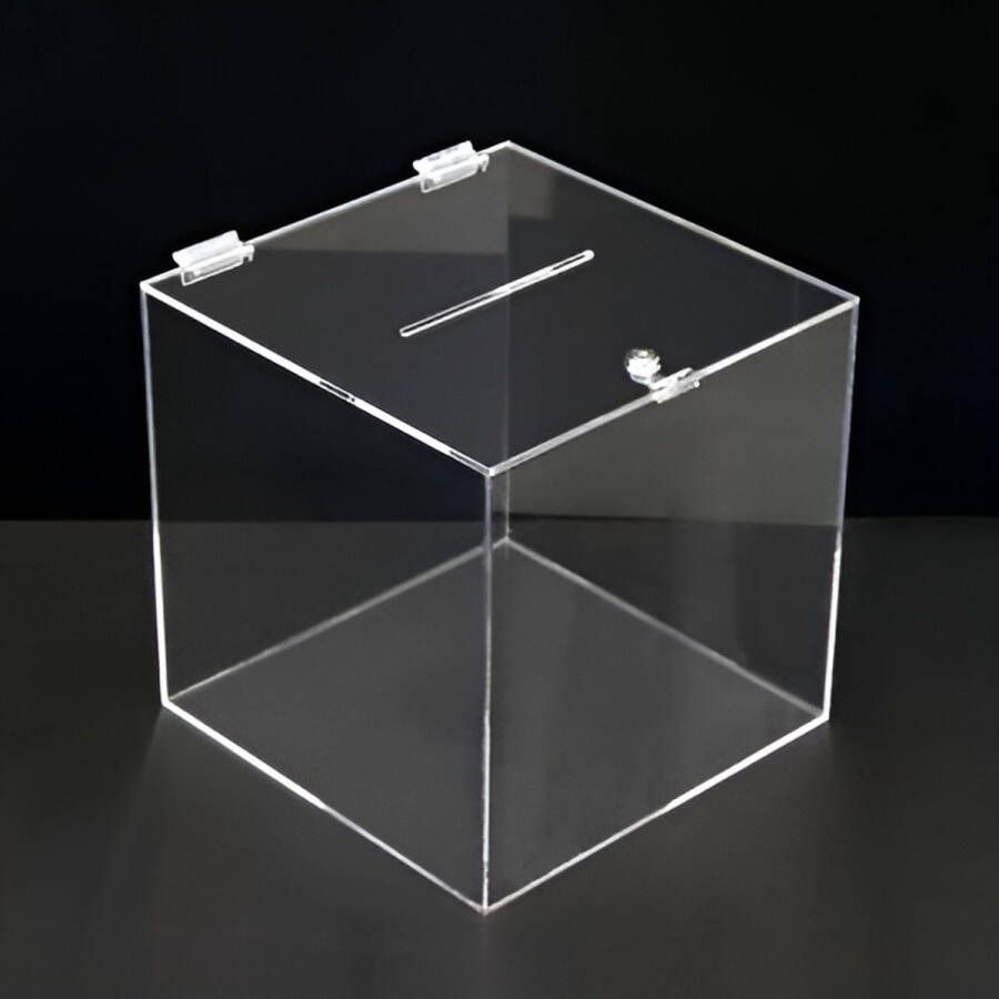 Damme Kunststoffen Plexiglas kluis brievenbus 20x20x20 cm met scharnieren gleuf en slot