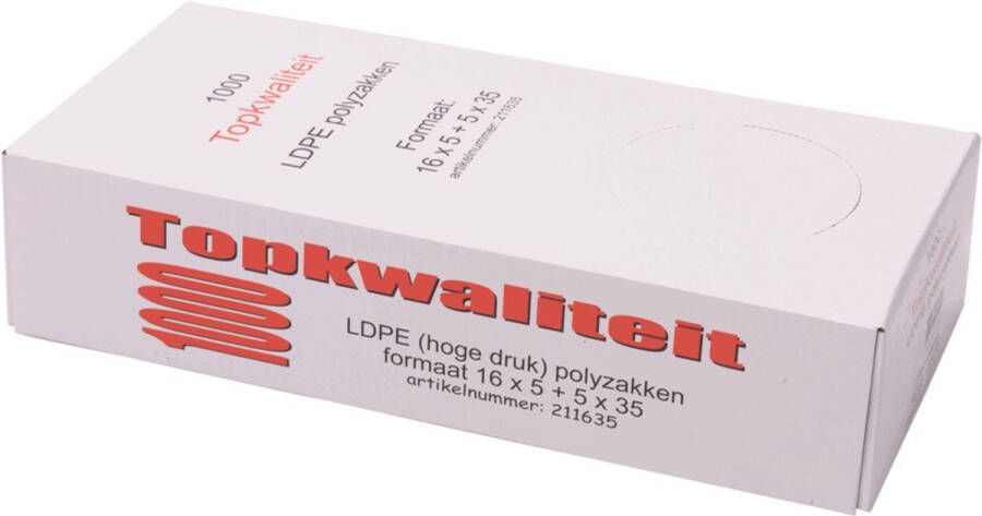 Damsouq Polyzakken Plastic Zakken Inpak en Verpak Zakjes boterhamzakjes LDPE 16x 5 + 5 x 35 (1000 zakken per doos)