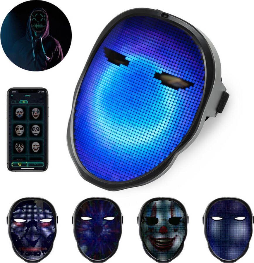 Dance Healthy Halloween ADE Special| LED masker MET app| Android| IOS| Bluetooth| Duurzaam| Verstelbaar| Oplaadbaar |USB-C| Kerst| Carnaval