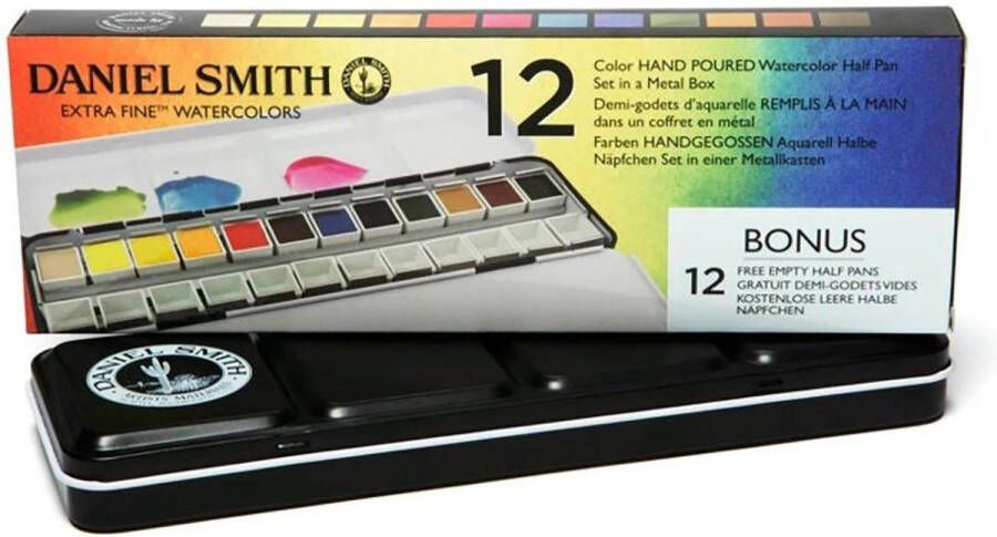 Daniel Smith Watercolour Half Pan Box with 12 Pans Waterverf Professionele Kwaliteit 12 Kleuren