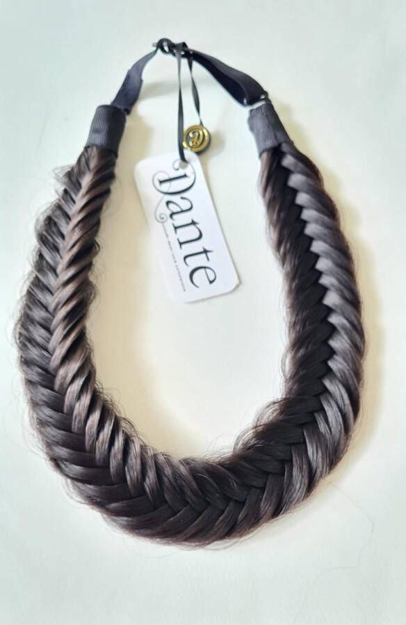 Dante Braid Fishtail Vlecht haarband met aanpasbare strap voor kinderen en volwassenen 1B Black Brown