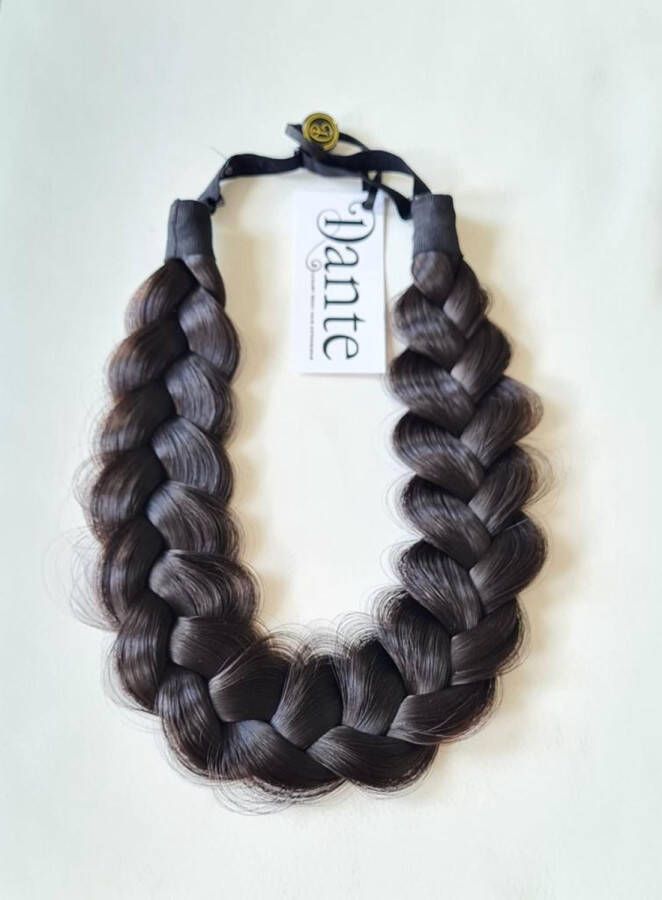 Dante Braid Messy Vlecht haarband met aanpasbare strap voor kinderen en volwassenen 1B Black Brown