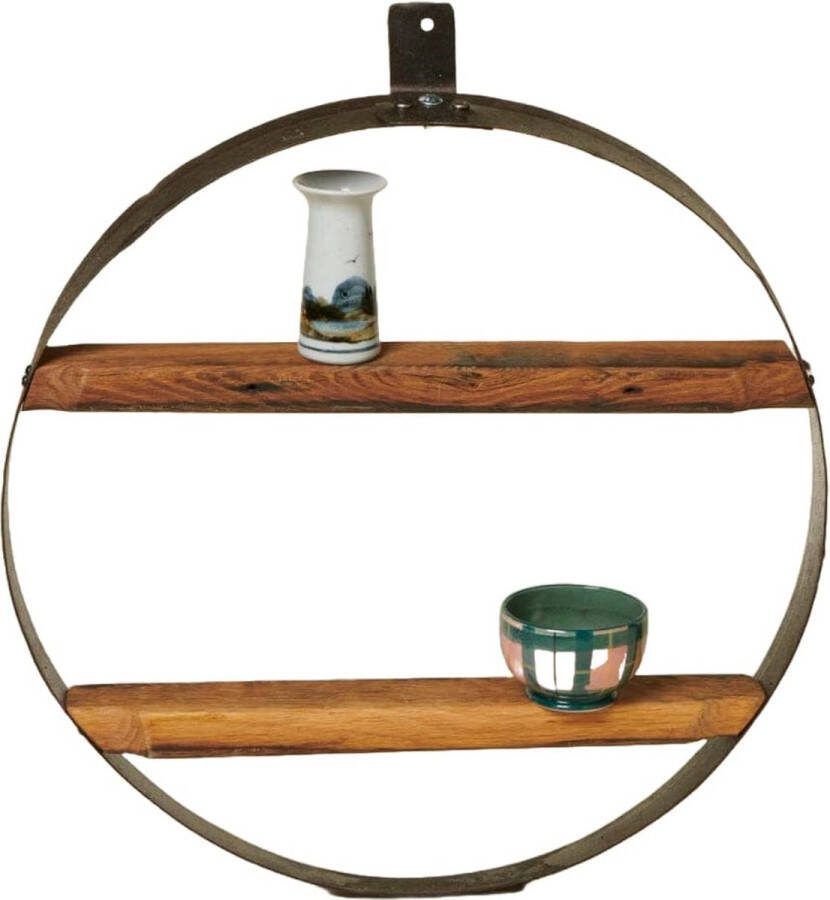 Darach Hoepel met twee legplanken van oude whiskyvaten 50 cm doorsnede Handgemaakt Scotland