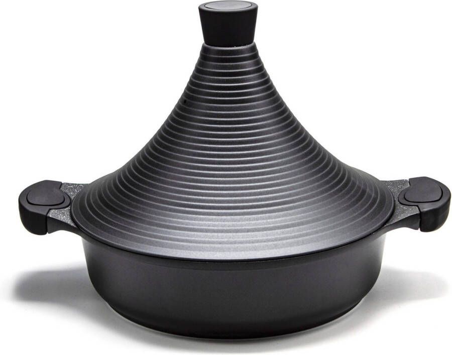 Darnastore Darna Luxe Aluminium Tajine inductie| Tagine marokko Geschikt voor 4-8 personen Inductie Zwart