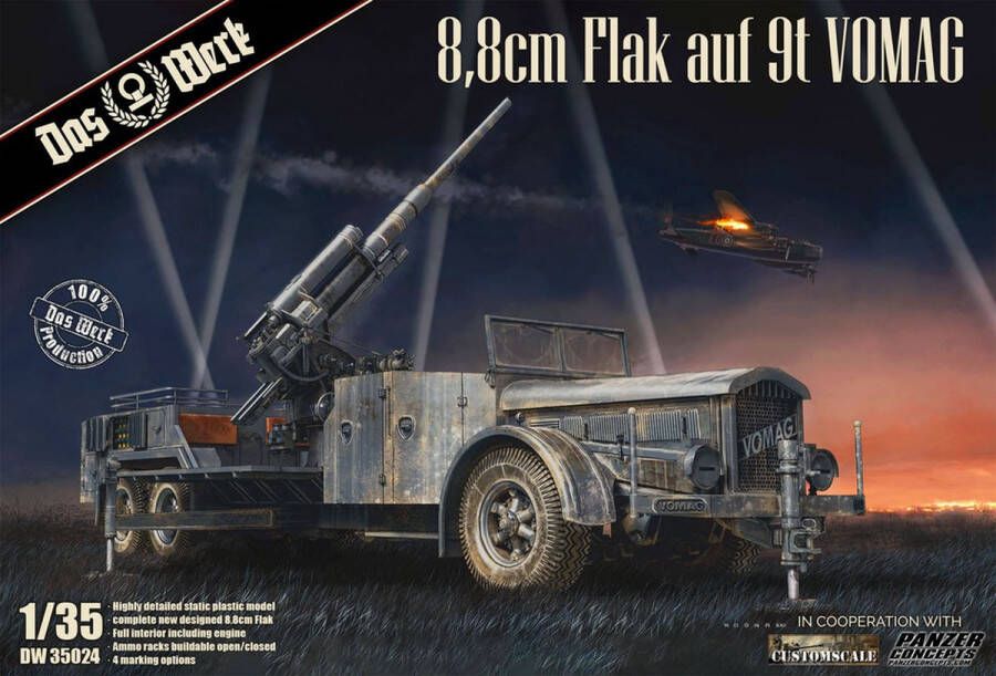 Das Werk 1:35 35024 8 cm Flak on a 9t VOMAG Plastic Modelbouwpakket