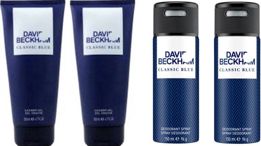 David Beckham Classic Blue Deodorant Spray 2x & Douchegel 2x