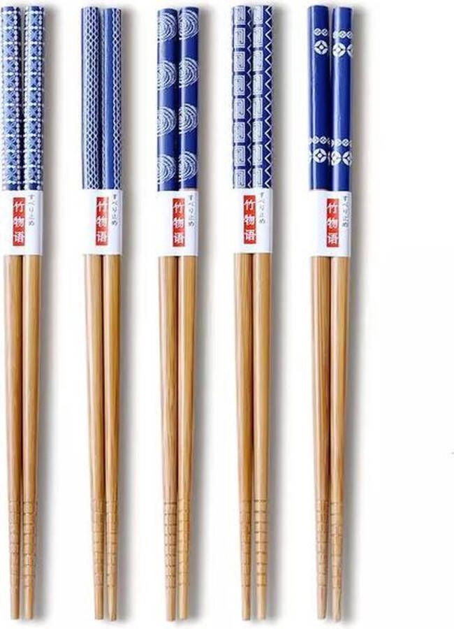 Davim Bamboe Chopsticks Hout 5 paar Blauw Sushi set