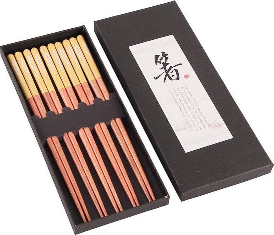 Davim Chopsticks Hout Geel 5 paar 22 5 cm Japanse stijl Sushi Giftset