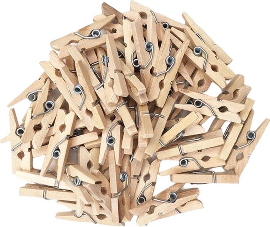 Davim Mini Wasknijpers 200 stuks 3cm Hout Geboortekaartjes