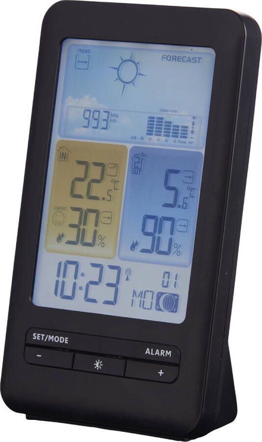 DAY digitaal weerstation draadloos ook met adapter luchtvochtigheidmeter thermometer met alarm