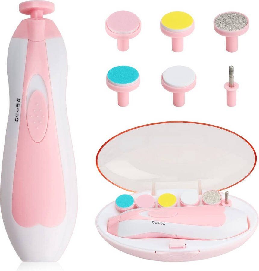 Dayk Baby Nagelvijl Elektrische Nagelvijl Baby Nagelverzorging Baby Nagelknipper Ook voor Volwassenen LED Licht Baby Cadeau-Roze