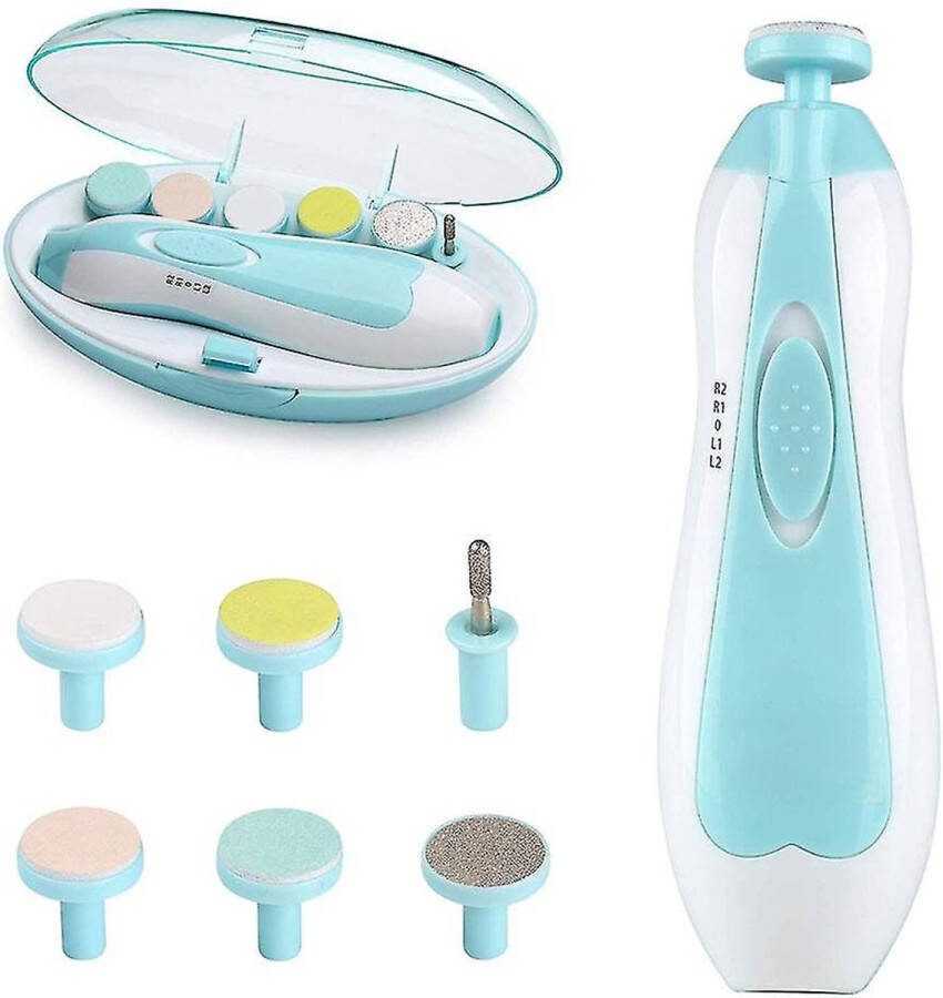 Dayk Baby Nagelvijl Elektrische Nagelvijl Baby Nagelverzorging Baby Nagelknipper Ook voor Volwassenen LED Licht Baby Cadeau-Blauw