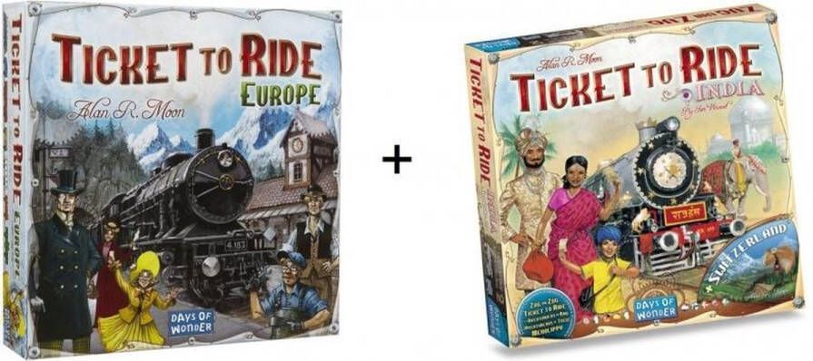 Days of Wonder Spel Ticket to ride Europe Europa met Ticket to Ride Map Collection India Zwitserland Combi Deal
