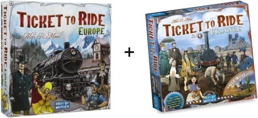Days of Wonder Spel Ticket to ride Europe Europa met uItbreiding Map Collection France Old West Combi Deal