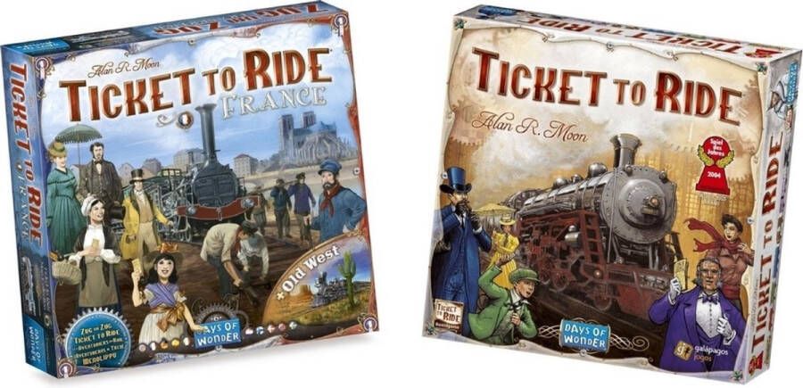 Days of Wonder Spellenbundel Ticket to Ride 2 Stuks USA (Basisspel) & Uitbreiding Frankrijk & Old West