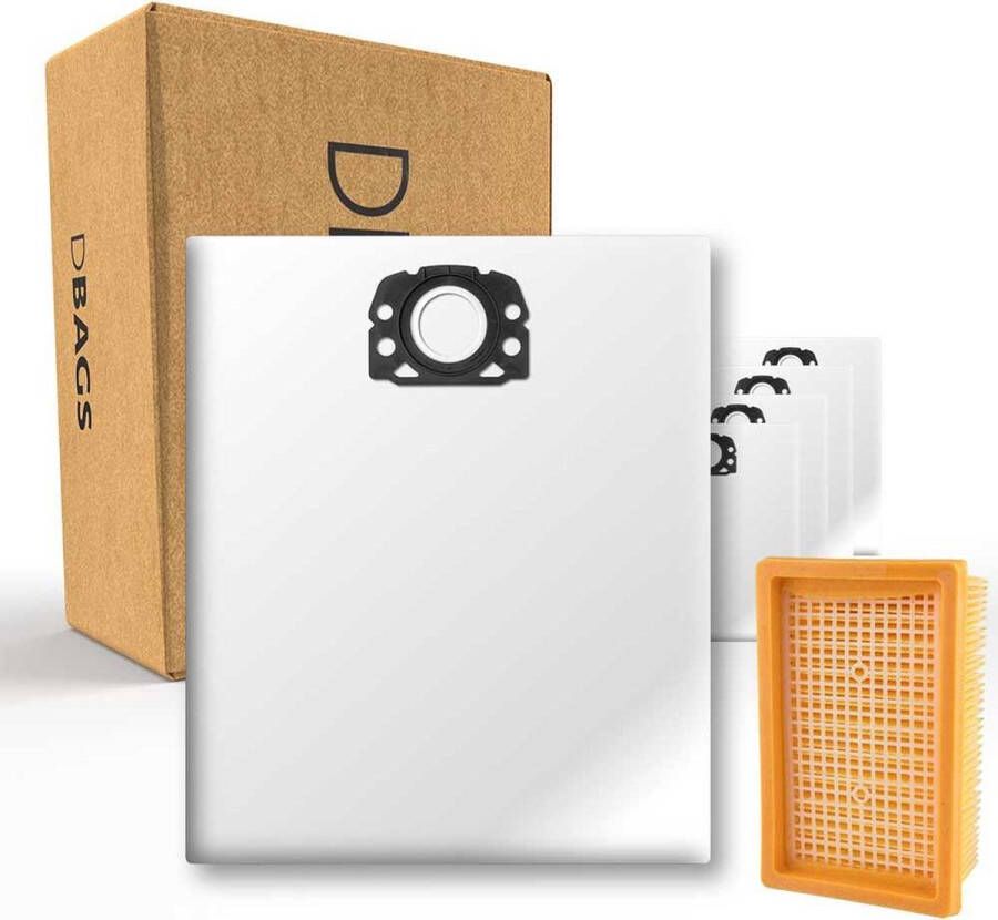 DBAGS ServiceBox Geschikt voor Karcher WD4 WD5 WD6 (5 Stofzuigerzakken + Vlak Filter)