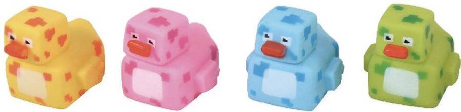 Dbe LG-Imports Klein Badeendje Vierdelige Set – Blocky Gaming Minecraft Vier kleuren – 5cm