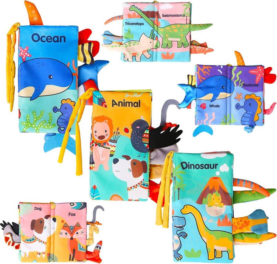 Baby Stof Boeken Babyboeken Intelligentie ontwikkelen Kleuren herkennen Tactiele geluiden Dierenstaarten Waterdicht en scheurvast Cadeaus voor baby's van 6 maanden tot 2 jaar oud