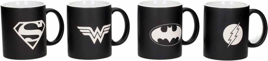 DC Comics : Justice League 4 Laser Etched Black and White Mugs