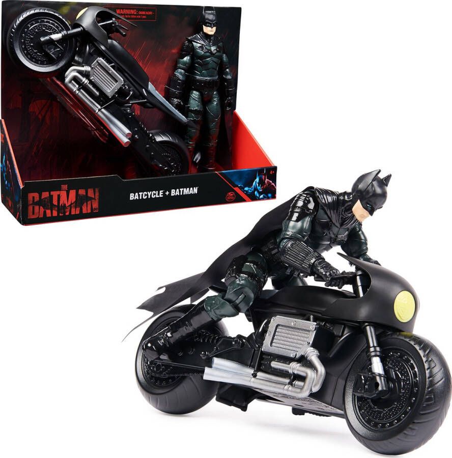 Spin Master DC Comics officiële The Batman film collectie Batman-actiefiguur van 30 cm met Batcycle