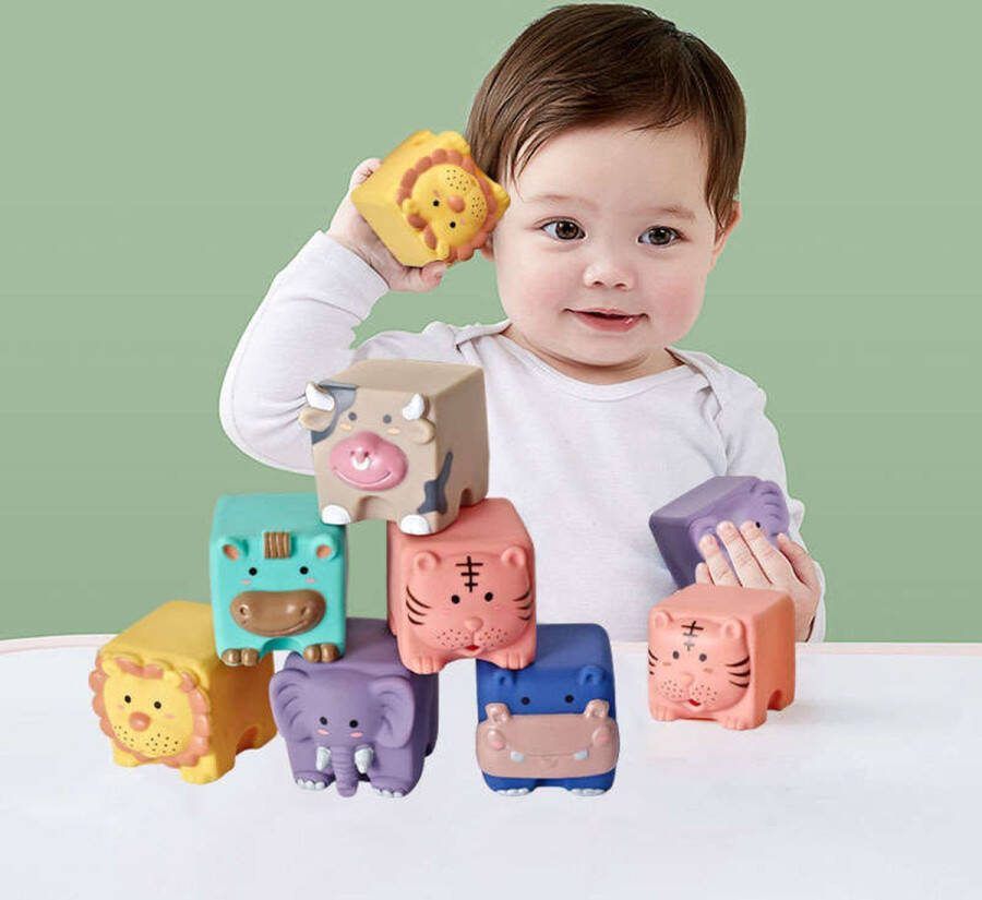DD-selection Zachte bouwblokken voor baby's en kinderen dieren 6 stuks