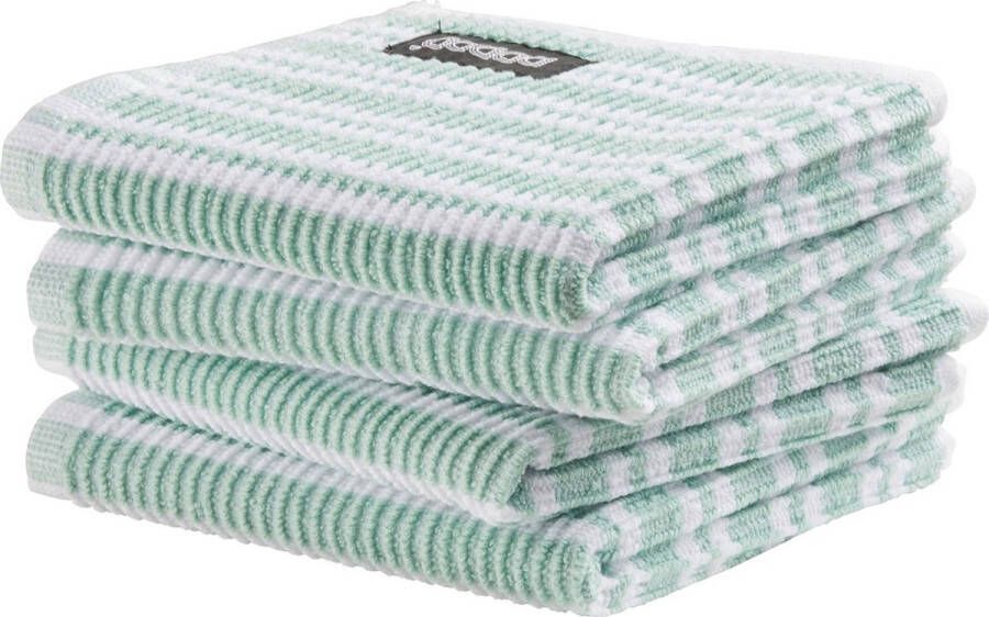 DDDDD 4x Vaatdoek Gestreept Pastel Groen 30 x 30 cm Set van 4 stuks