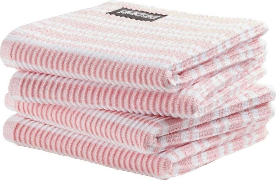 DDDDD 4x Vaatdoek Gestreept Pastel Roze 30 x 30 cm Set van 4 stuks