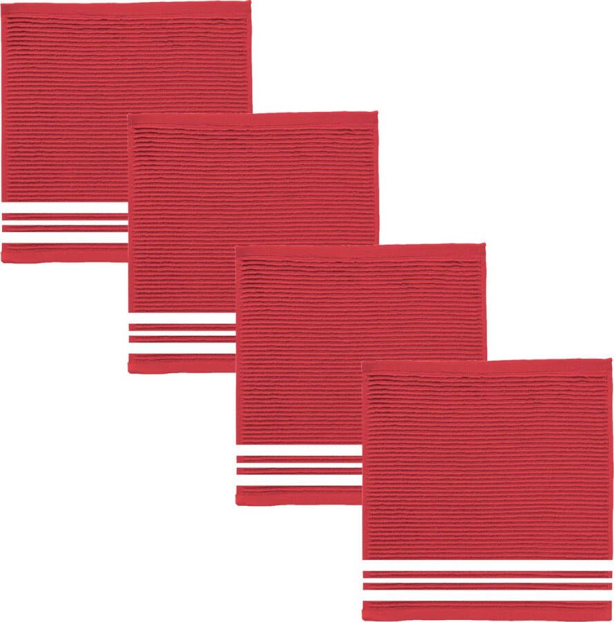 DDDDD 4x Vaatdoek Provence 30x30 cm Rood Set van 4 stuks