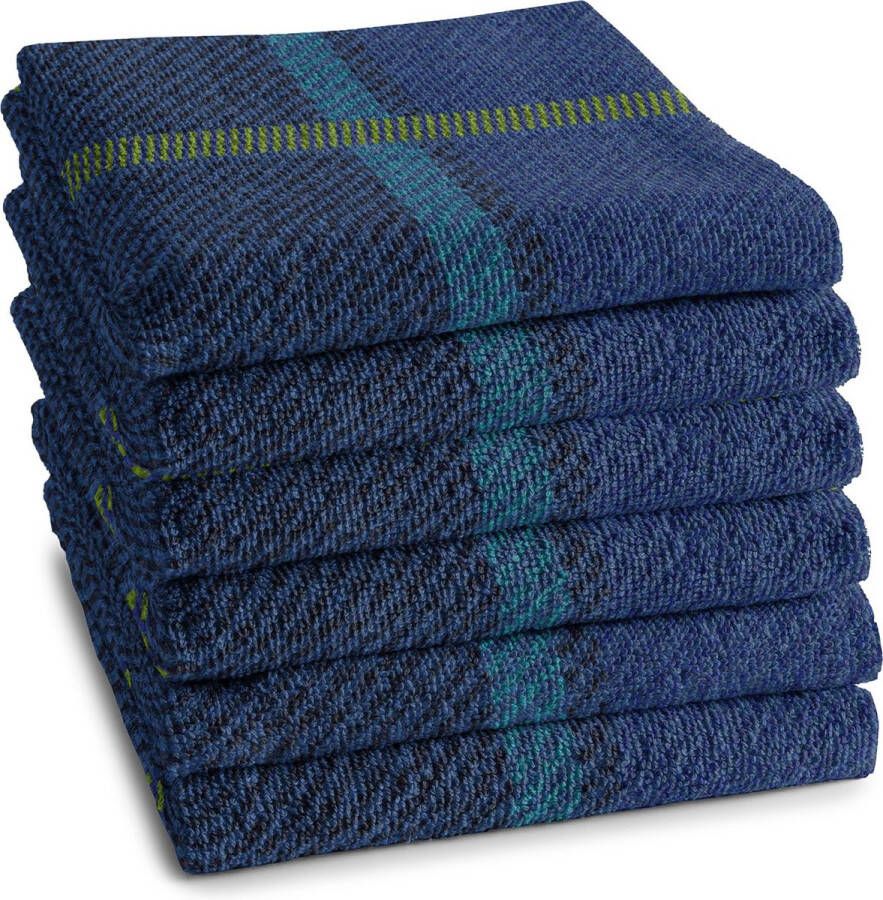 DDDDD 6x Keukendoek Madras 50x55 cm Blauw Set van 6 stuks