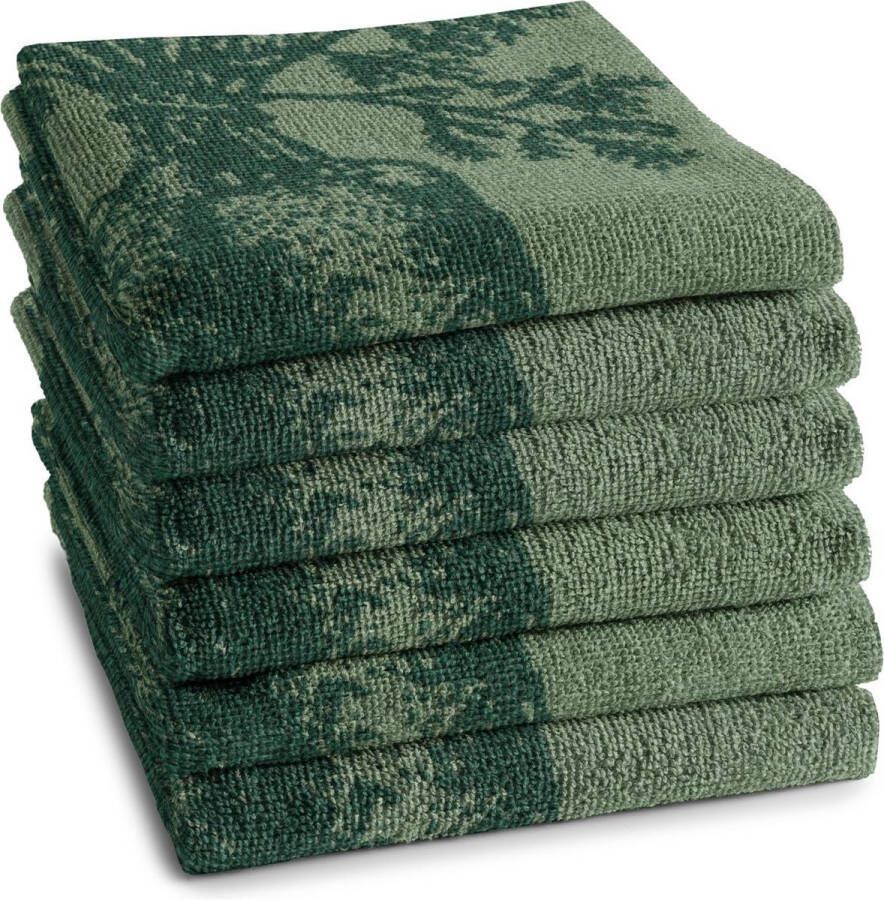 DDDDD 6x Keukendoek Set van 6 stuks Katoen Groentenprint 50x55 cm Badstof Groen