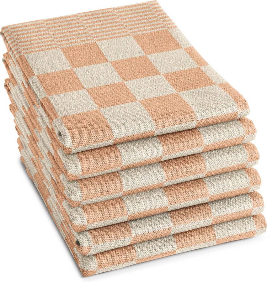 DDDDD 6x Theedoek Barbeque 65x65 cm pastel peach Set van 6 stuks