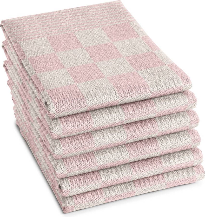 DDDDD 6x Theedoek Barbeque 65x65 cm Pastel Roze Set van 6 stuks