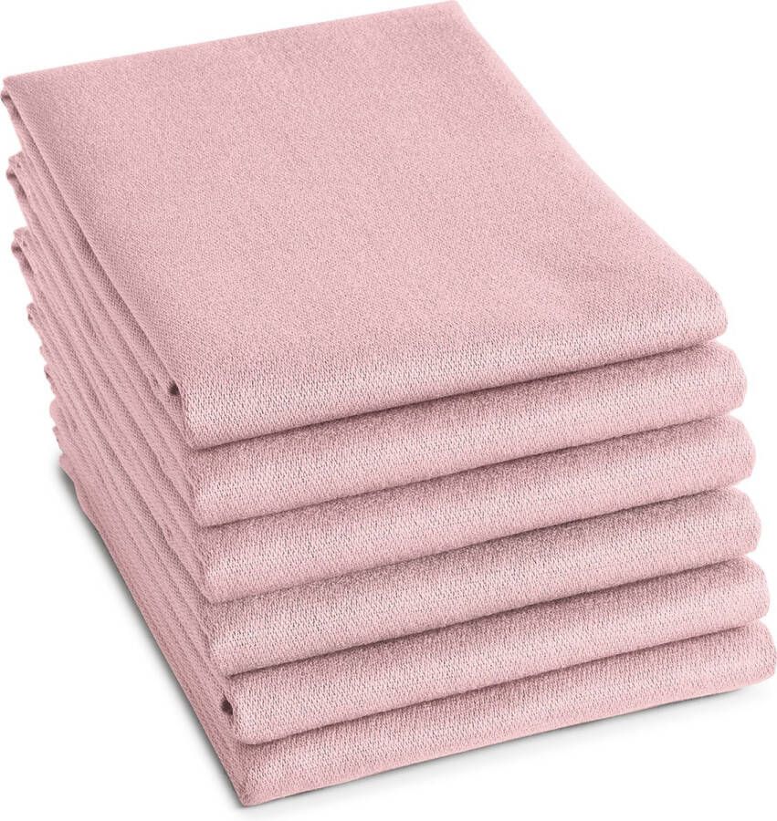 DDDDD 6x Theedoek Logo 60x65 cm Pastel Roze Set van 6 stuks