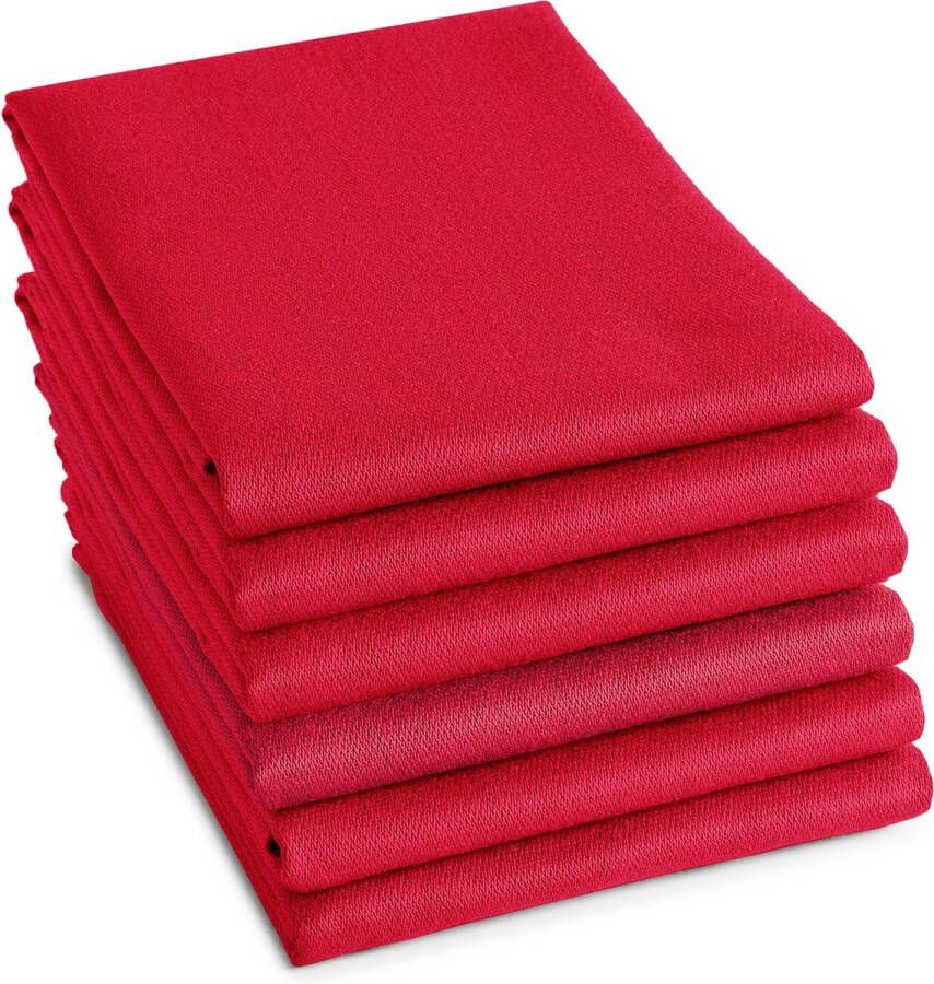 DDDDD 6x Theedoek Logo 60x65 cm Rood Set van 6 stuks