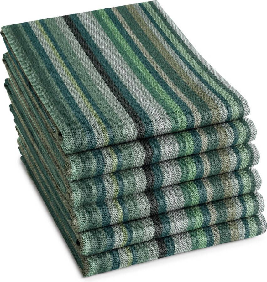 DDDDD 6x Theedoek Over the rainbow 60x65 cm Groen Set van 6 stuks