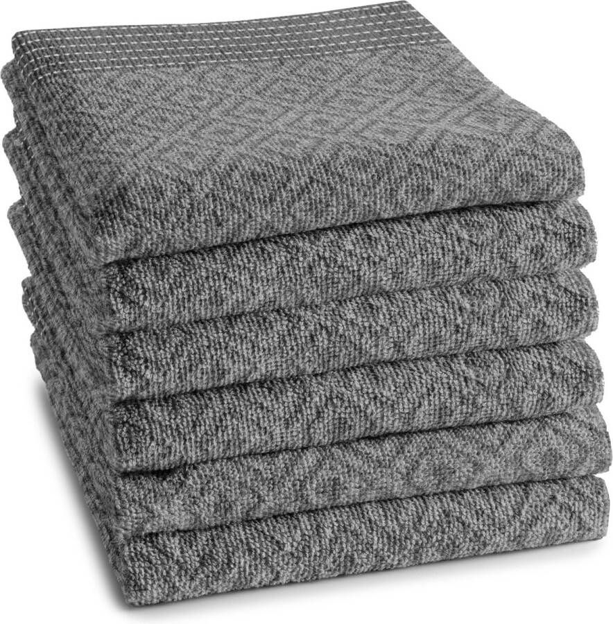 DDDDD Akira 6x Keukendoek Set van 6 Keukenhanddoeken 50x55cm Grijs