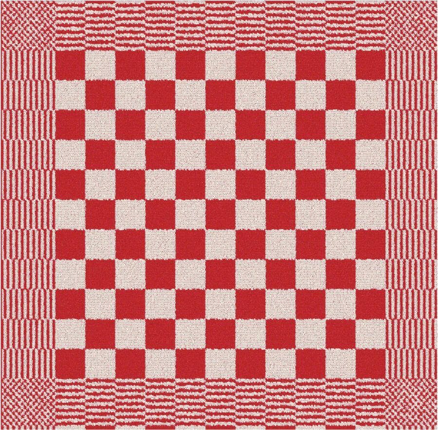 DDDDD Barbeque 6x Keukendoek Set van 6 stuks Katoen Geruit 50x55 cm Rood