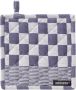 DDDDD Barbeque Pannenlap Set van 2 stuks Geruit Met Ophanglus 21x21 cm Blauw - Thumbnail 1