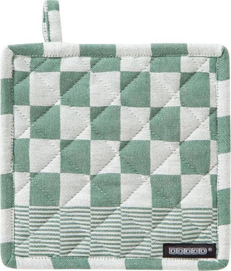 DDDDD Barbeque 2x Pannenlappen Set van 2 stuks Hittebestending Katoen 21x21 cm Groen
