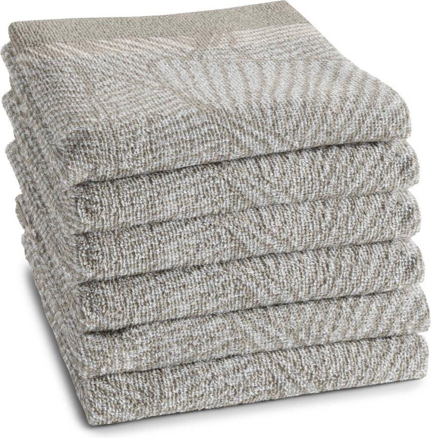DDDDD Barrier Keukendoek Set van 6 Katoen Plantenprint 50x55 cm Badstof Beige