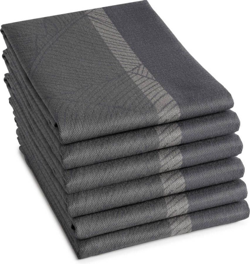 DDDDD Barrier 6x Theedoeken Set van 6 stuks 60x65cm Antraciet Grijs