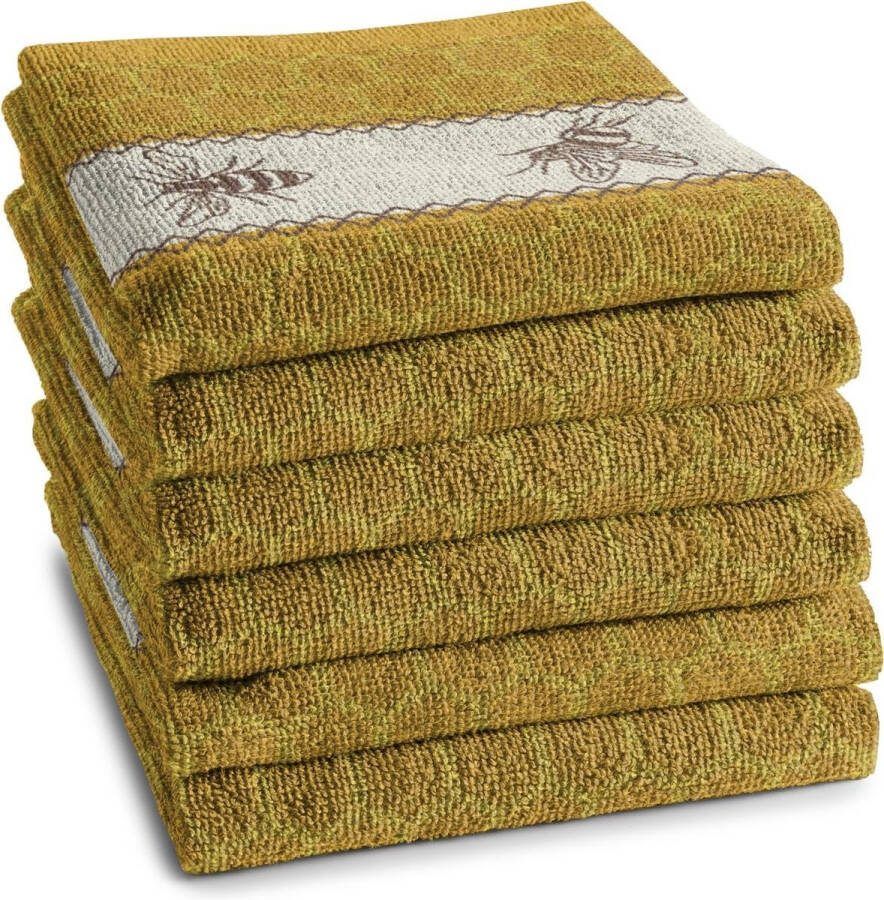 DDDDD Bees Keukendoek Set van 6 Keukenhanddoeken 50x55cm Geel