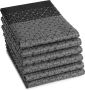 DDDDD Chrystal 6x Theedoek Set van 6 stuks Katoen Print 60x65 cm Jacquard geweven Zwart - Thumbnail 1