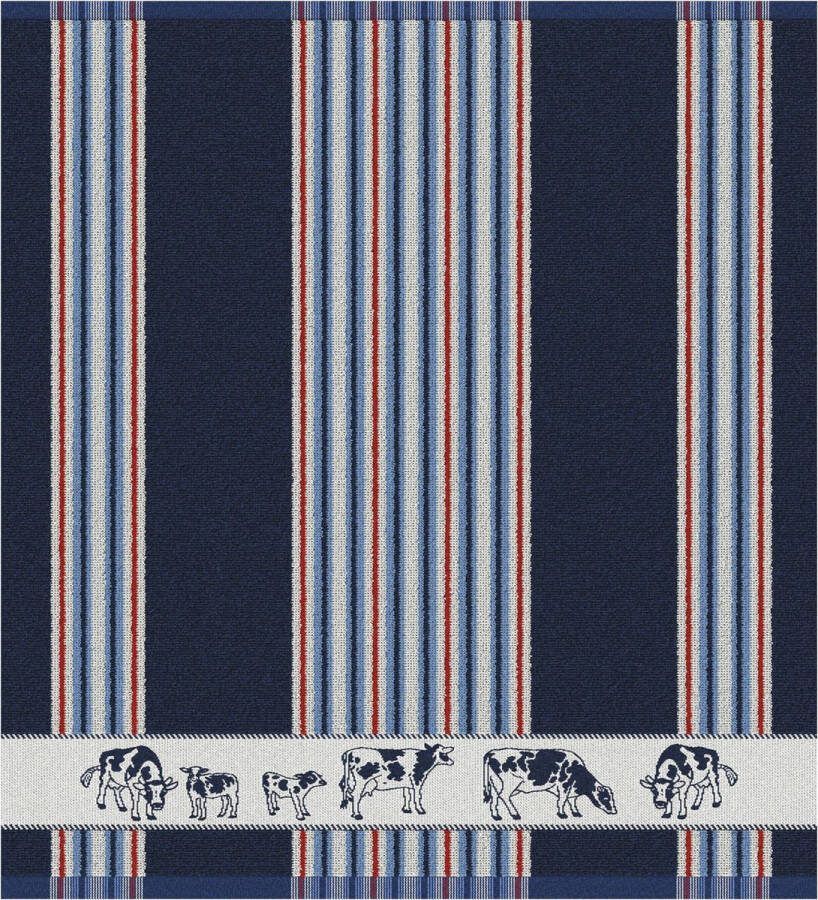DDDDD Friesian Keukendoek Set van 6 Katoen Gestreept 50x55 cm Badstof Blauw